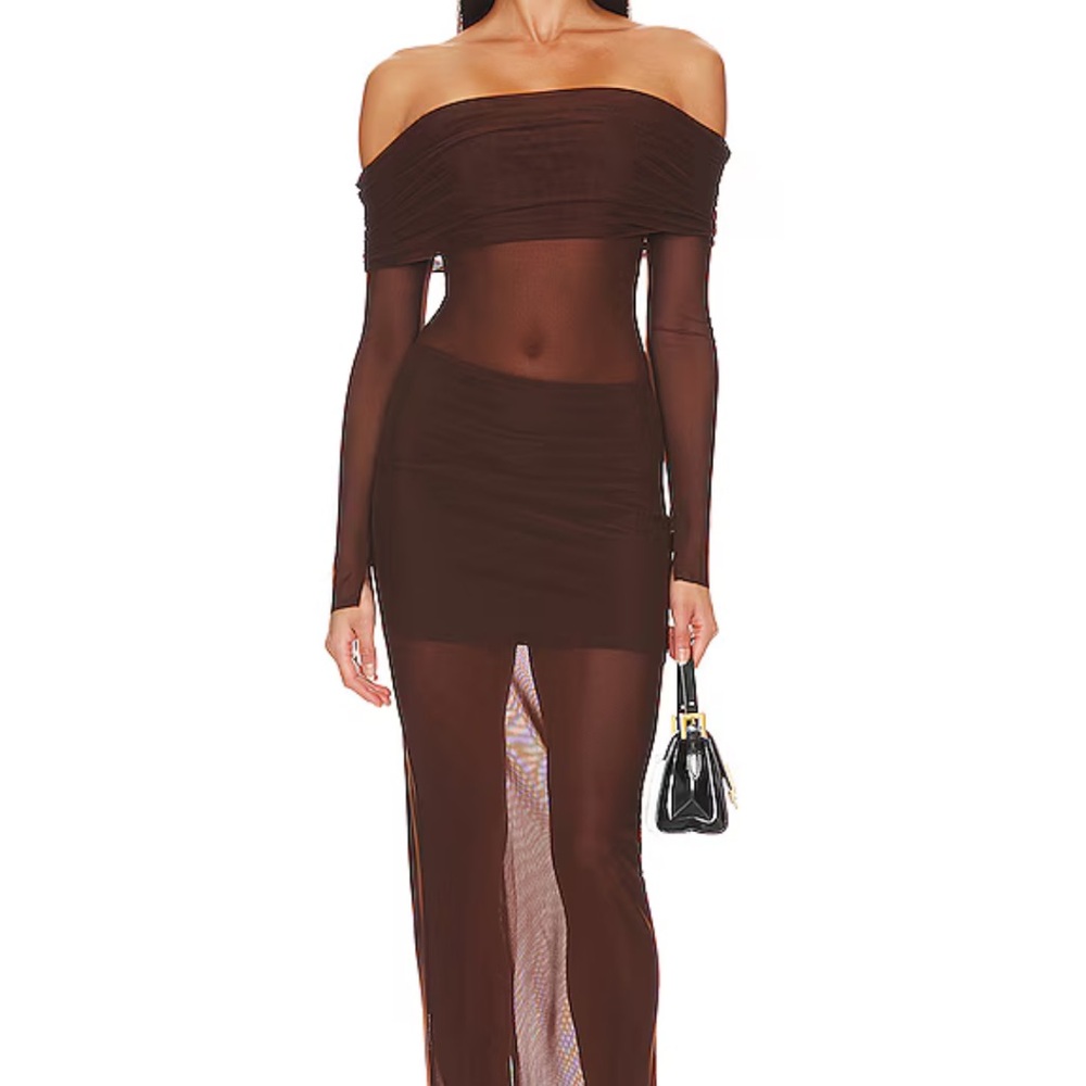 Lovers and friends fio maxi dress in chocolate size XS